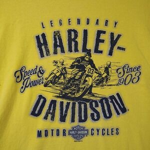 Legendary Harley-Davidson Motorcycle Bike T-shirt Men's XL Dover‎ Ohio Yellow